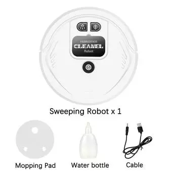 Автоматический подметальный робот-пылесос, умная машина для мытья полов, влажная и сухая перезаряжаемый бытовой увлажнитель двойного назначения with battery белый