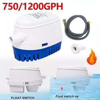 Автоматический погружной насос для откачки воды с поплавковым выключателем 750/1200 галлонов в час, погружной насос для откачки воды с низким уровнем воды, аксессуары для лодок