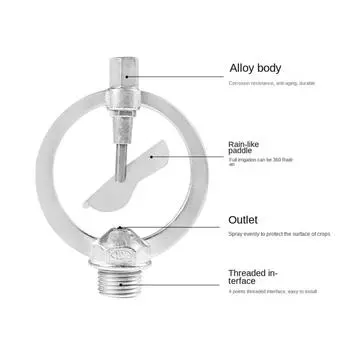 Автоматический полив, ирригационный спринклер, цинковый металл, сверхпрочная рассеивающая насадка, вращающаяся поливочная металлическая головка-бабочка для сада белый