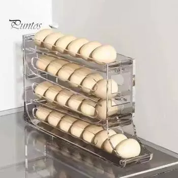 Автоматический прокручивающийся держатель для яиц, большая емкость, 4 яруса, нескользящая конструкция, многофункциональный органайзер для яиц, ящик для хранения, дозатор яиц чистый