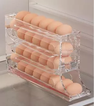 Автоматический прокручивающийся держатель для яиц, кухонный холодильник, ящик для хранения яиц, большая емкость, специальный вращающийся ящик для хранения яиц для кухни