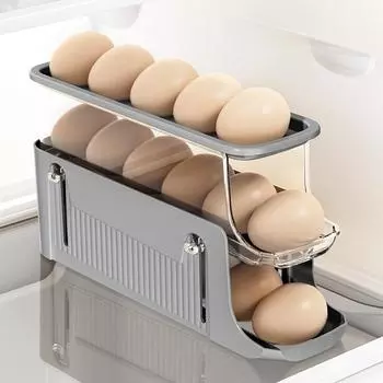 Автоматический прокручивающийся держатель для яиц, ящик для хранения, контейнер для яиц, органайзер, холодильник, дозатор яиц, кухонные принадлежности