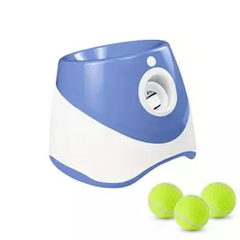 Автоматический пусковой механизм для мячей для собак с 3 мини-теннисными мячами - литиевая батарея 18650 с зарядкой через USB, автоматическая подставка под мяч для собак three balls синий