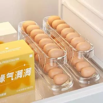 Автоматический ящик для хранения яиц с выдвижной крышкой, ящик для хранения яиц в стиле лестницы, холодильник с боковой дверью, большая емкость, автоматическая машина для прокатки яиц прозрачный