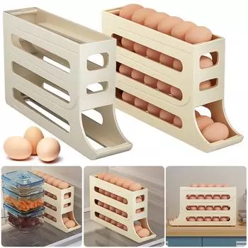 Автоматический ящик для хранения свежих яиц Rolling Eggs Rolling Rack Home Egg Container Компактный дозатор для яиц Rolling Eggs Большая емкость чёрный