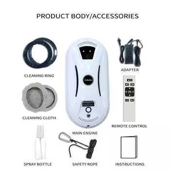 Автоматический робот для мытья окон, интеллектуальная электрическая машина для мытья окон, вакуумная адсорбция, артефакт для мытья окон с высоким полом One Size белый