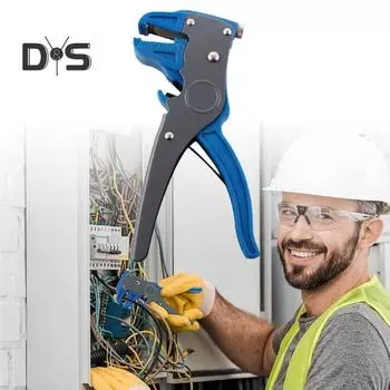 Автоматический саморегулирующийся инструмент для зачистки проводов Эргономичный дизайн Нескользящая ручка Компактный легкий инструмент для зачистки проводов Инструмент для зачистки кабеля серый/синий