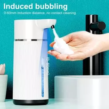 Автоматический сенсорный дозатор мыла 420 мл USB перезаряжаемый индуктивный генератор пузырьков 4-уровневый регулируемый объем пены электрический дозатор мыла A чёрный