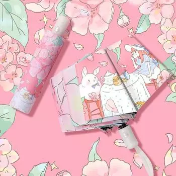 Автоматический складной мультяшный зонт от солнца с защитой от ультрафиолета