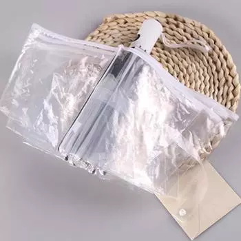 Автоматический складной зонт - Компактный 3-слойный прозрачный ПВХ купол с цветной ручкой белый