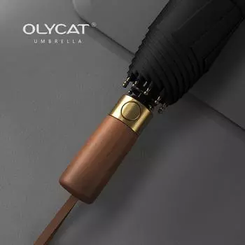 Автоматический складной зонт OLYCAT Retro, ветрозащитный, усиленный, 10 костей, 114 см, брызгозащищенный, для мужчин и женщин Diameter 114cm чёрный