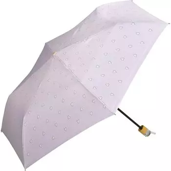 Автоматический складной зонт от дождя Charmy Heart Mini Pink Ladies 50 см для солнечных и дождливых дней с рисунком в виде сердца пастельного цвета с прозрачной ручкой розовый