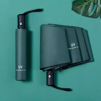 Автоматический складной зонт от солнца черного цвета — защита от ультрафиолета, для солнечной и дождливой погоды. 55cm * 8K