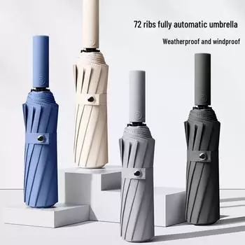 Автоматический складной зонт с двумя килями, 72 кости, женский, ветроустойчивый, солнцезащитный козырек двойного назначения, защита от УФ-излучения, подходит для использования в солнечную и дождливую погоду.