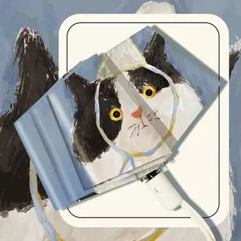 Автоматический складной зонт с рисунком кошки в стиле ретро, масляной живописи - двойного назначения, защита от солнца и дождя, защита от ультрафиолета для женщин