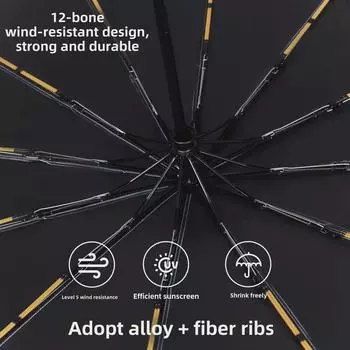 Автоматический складной зонт высокого качества с 24 костями - двойное использование для солнца и дождя, защита от ультрафиолета