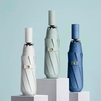 Автоматический складной зонт женский с плоским дном легкий зонт солнцезащитный козырек солнцезащитный козырек ветрозащитный зонт синий