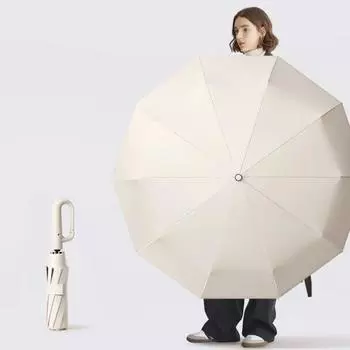 Автоматический солнцезащитный зонт с ручкой-карабином, зонт с УФ-защитой, портативный водонепроницаемый ветрозащитный складной уличный зонт от солнца и дождя