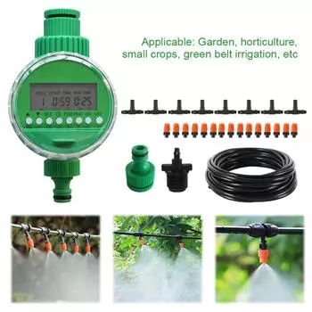 Автоматический таймер полива, интеллектуальный контроллер полива с 30-метровым шланговым наконечником, садовым шлангом, таймером крана, ЖК-дисплеем для полива