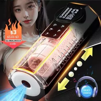 Автоматический телескопический мужской мастурбатор, поршневая вибрационная мастурбационная машина, вагина, киска, минет, взрослые секс-игрушки для мужчин