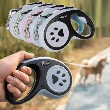 Автоматический телескопический тяговый трос 3 м/5 мм, прочный нейлоновый трос, удлинитель поводка для кошек, поводок для щенков, бегающих питомцев, трос для тягового колеса 3M чёрный