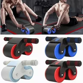 Автоматический тренажер для брюшного пресса с роликовыми колесами для начинающих Exercise Wheel красный