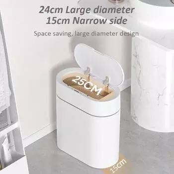 Автоматический умный сенсорный мусорный бак, водостойкая мусорная корзина для ванной комнаты, ведро для домашнего хранения, кухонная мусорная корзина 12L Gray Battery