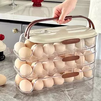 Автоматический вращающийся контейнер для яиц, холодильник, коробка для хранения, пищевой, без BPA, прозрачный A Single Layer