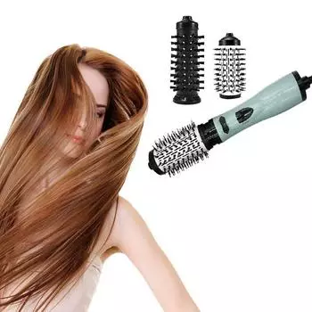 Автоматический вращающийся набор щеток для горячего воздуха 2 в 1 сменная постоянная температура завивка выпрямление антиожоговая укладка волос расческа UK Plug светло-зеленый