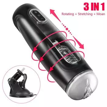 Автоматический вращающийся телескопический мужской мастурбатор, эротический 10 режимов, вибратор, секс-игрушки для мужчин, тренажер для пениса, вагина, настоящая киска, машина для мужской мастурбации