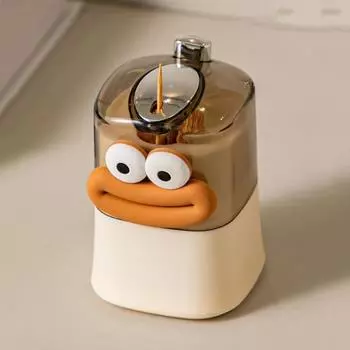 Автоматический всплывающий держатель для зубочисток, пыленепроницаемый, влагостойкий, прозрачный дизайн, многоразовая коробка для зубочисток нажимного типа для домашней гостиной оранжевый