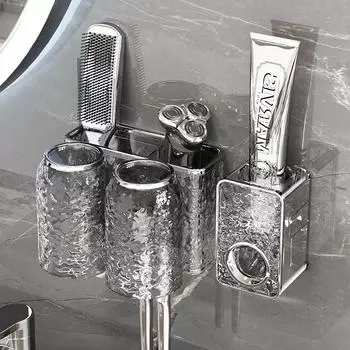 Автоматический выдавливатель зубной пасты, настенный дозатор зубной пасты для детей и взрослых, стойка для хранения зубной пасты, органайзер для ванной комнаты прозрачный