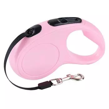 Автоматический выдвижной поводок для собак 16 футов, устойчивый к натяжению, удлиняющийся трос для домашних животных с функцией предотвращения розовый