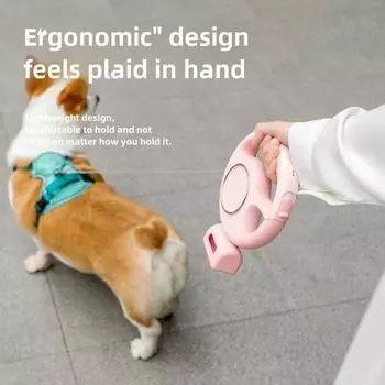 Автоматический выдвижной поводок для собак со светодиодным освещением, выдвижная цепь для собак, портативный поводок для выгула собак, артефакт 201.8*40*161.6mm розовый