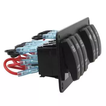 Автоматический выключатель 12-24 В, цветной водонепроницаемый, 6-клавишный переключатель, панель для автомобиля RV, морской светодиодный дисплей напряжения чёрный