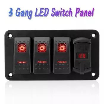 Автоматический выключатель 12 В-24 В, 4,2 А, зарядное устройство с двумя разъемами USB, цифровой вольтметр, 3-панельный переключатель красный