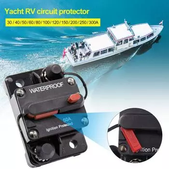 Автоматический выключатель AMP 30/40/50A, двойной аккумулятор, IP67, водонепроницаемый, 12 В, 24 В, ручной сброс, автомобильный автоматический выключатель