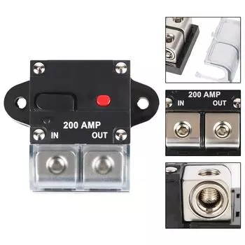 Автоматический выключатель Автоматический выключатель Водонепроницаемый Автомобиль Лодка Аудио Руководство Защитный предохранитель 12 В-48 В постоянного тока 200 А Сбрасываемый предохранитель для сброса страхования Солнечный предохранитель Black 200A