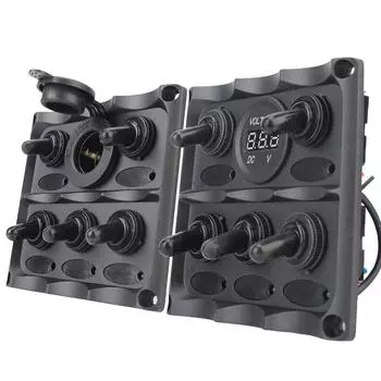 Автоматический выключатель вольтметр/прикуриватель водонепроницаемый автомобильный морской светодиодный переключатель панель 5 Gang DC 12v Power Socket