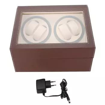 Автоматический заводной механизм для часов с вращением для 4 автоматических часов, 6 дисплеев для хранения наручных часов (коричневый) белый