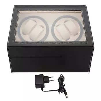 Автоматический заводной механизм для часов с вращением для 4 автоматических часов, 6 дисплеев для хранения наручных часов (черный) чёрный