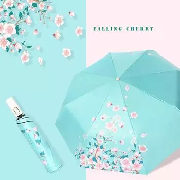 Автоматический зонт для Северной Европы, женский трехскладной зонт от дождя, ветрозащитный зонт с 3D принтом, женский водонепроницаемый зонтик