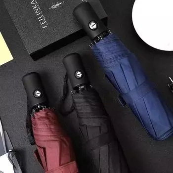 Автоматический зонт от дождя и солнца с черным покрытием, анти-УФ-зонт, 3 складных ветрозащитных авто, роскошный большой ветрозащитный зонт для женщин и мужчин, 8 ребер чёрный