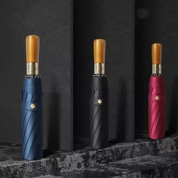 Автоматический зонт от дождя с деревянной ручкой, складной зонт на 36 костей для мужчин и женщин