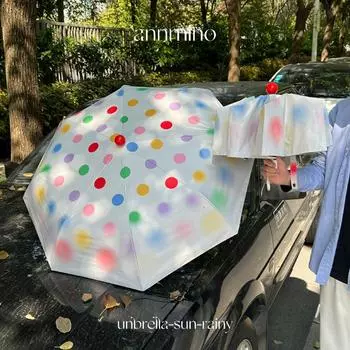 Автоматический зонт от солнца и дождя, женский черный резиновый зонт двойного назначения, тройной солнцезащитный зонт, зонт от солнца