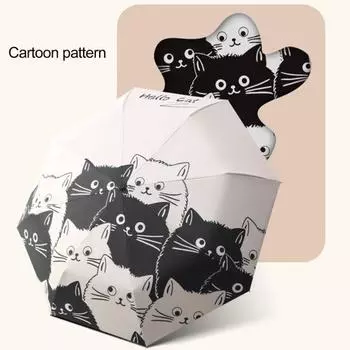 Автоматический зонт с эргономичной ручкой, складной легкий, маленький компактный зонт в мультяшном стиле с защитой от ультрафиолета для ежедневного использования черный белый