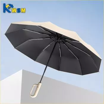 Автоматический зонт с кольцевой пряжкой, большой складной зонт двойного назначения от дождя и солнца, портативный ветрозащитный солнцезащитный зонт от солнца