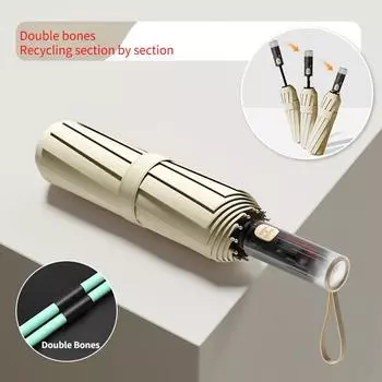 Автоматический зонт с защитой от рикошета 24 Bone Safety Anti Rebound, увеличенной и утолщенной защитой от солнца и ветрозащитой