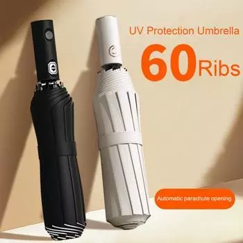 Автоматический зонт с защитой от ультрафиолета, 60 ребер, портативный солнцезащитный зонт, водонепроницаемый ветрозащитный легкий уличный складной зонт от солнца и дождя розовый