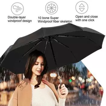 Автоматический зонт с защитой от ультрафиолета, 10 спиц, портативный солнцезащитный зонт, водонепроницаемый, ветрозащитный синий